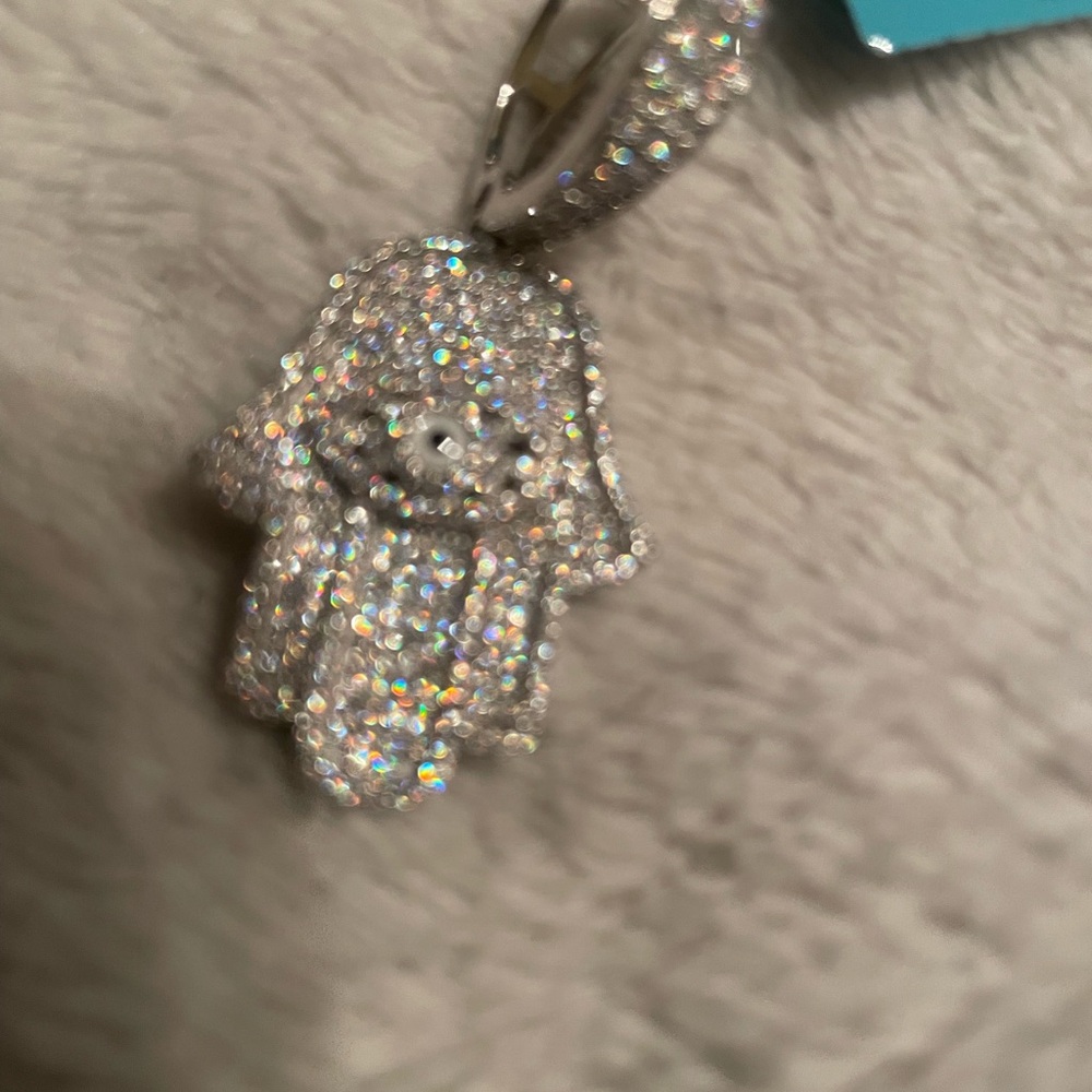 Sparkling Silver hamas hand Character Pendant